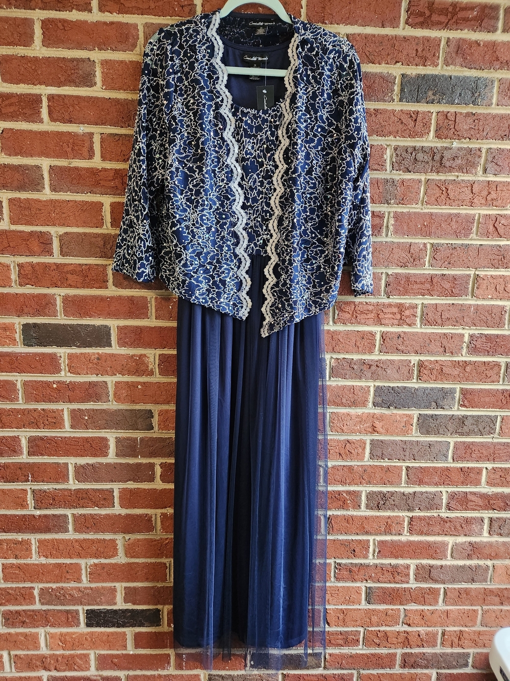 Catherine Malandrino Navy Beaded Lace Jacket 1X Mother Of The Bride